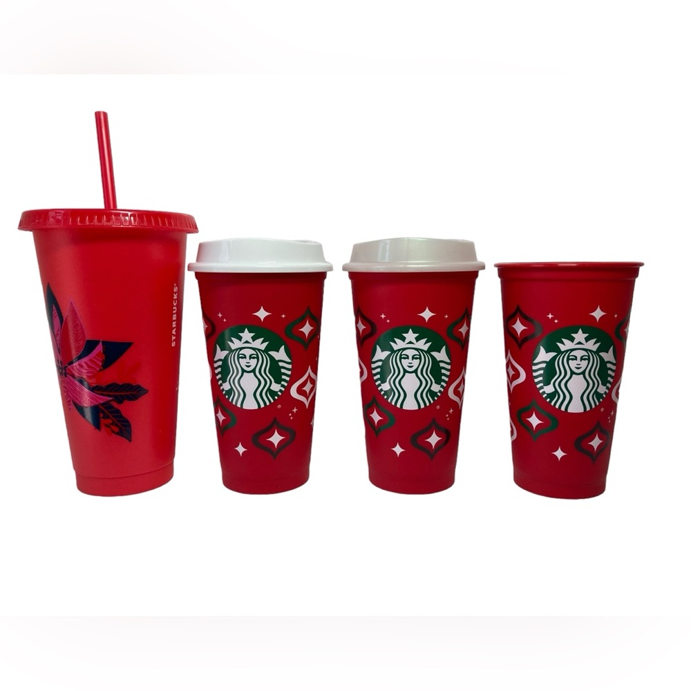Lot - 4 Starbucks Holiday Reusable Tumbler Cups 24 Oz 16 Oz 2020 2013